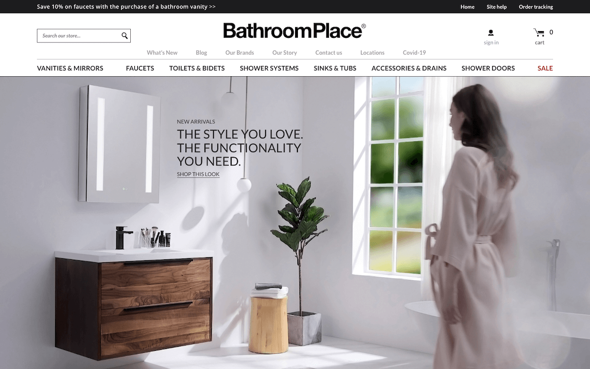 Bathroom Place's ecommerce website